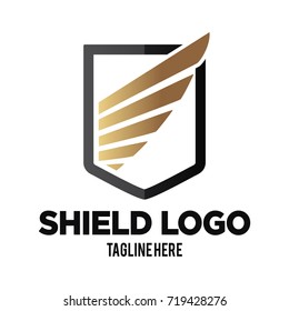 Elegant Shield Shape With Abstract Wings Crest Logo