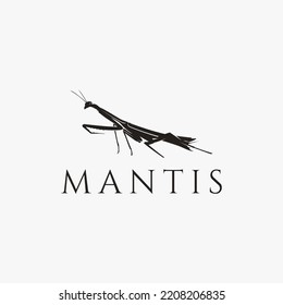 Elegante Shilouette beten Mantis Logo Symbol auf weißem Hintergrund