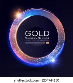 Elegante Banner de círculo brillante con efecto de luz brillante. Ilustración vectorial