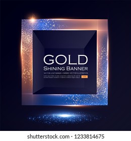 Elegant Shining Square Banner with Glitter Light Effect. Vector illusratration