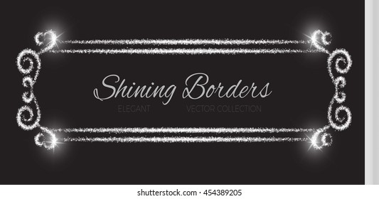 Elegant Shining Vintage Frame. Silver Luxury Design. Victorian Style. Vector illustration 