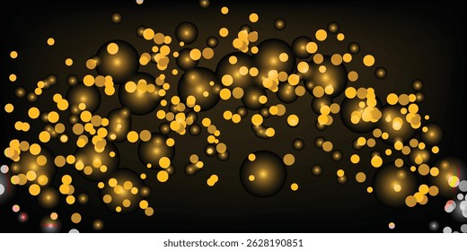 Elegant Shiny Golden Dots Pattern Seamlessly Floating Over a Rich Black Surface, Radiant Golden Dot Scatter on a Smooth Dark Black Background for Premium Design Projects