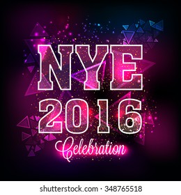 Elegant shiny invitation card design for New Year Eve 2016, Party celebration.