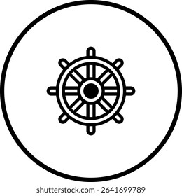 Elegant ship wheel icon design within a circle, symbolizing navigation and maritime themes