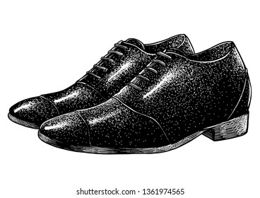 Elegant shoes illustration, drawing, engraving, ink, line art, vector