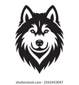 Elegant Siberian Husky vector silhouette, perfect for graphic design projects, logos, t-shirt prints, and more. High-quality, versatile, and ready for use in digital or print formats.