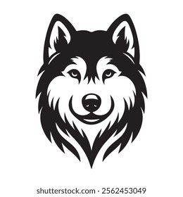 Elegant Siberian Husky vector silhouette, perfect for graphic design projects, logos, t-shirt prints, and more. High-quality, versatile, and ready for use in digital or print formats.