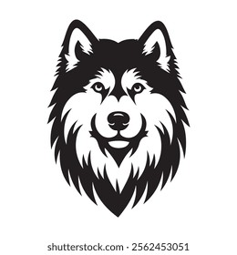 Elegant Siberian Husky vector silhouette, perfect for graphic design projects, logos, t-shirt prints, and more. High-quality, versatile, and ready for use in digital or print formats.