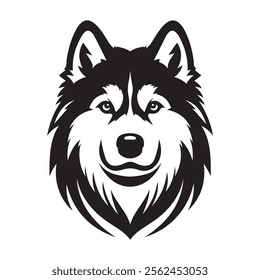 Elegant Siberian Husky vector silhouette, perfect for graphic design projects, logos, t-shirt prints, and more. High-quality, versatile, and ready for use in digital or print formats.