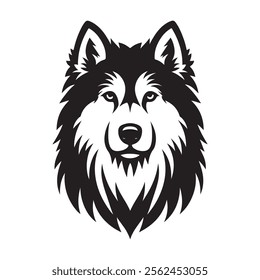 Elegant Siberian Husky vector silhouette, perfect for graphic design projects, logos, t-shirt prints, and more. High-quality, versatile, and ready for use in digital or print formats.