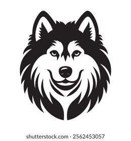 Elegant Siberian Husky vector silhouette, perfect for graphic design projects, logos, t-shirt prints, and more. High-quality, versatile, and ready for use in digital or print formats.