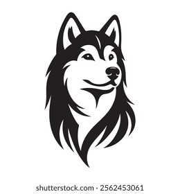 Elegant Siberian Husky vector silhouette, perfect for graphic design projects, logos, t-shirt prints, and more. High-quality, versatile, and ready for use in digital or print formats.