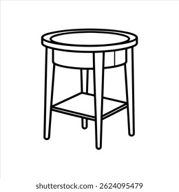Elegant Side Table Design Modern Icon in Line Art