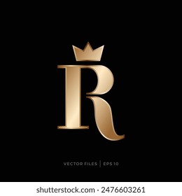 elegant sign design logo initials R RP PR serif letters with crown