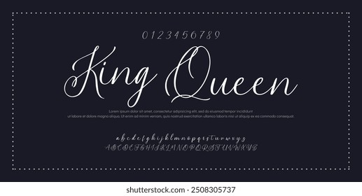 Elegante tipografía de escritura de fuente de firma para invitaciones, carteles, logotipos y cómics. Vector Ilustración de stock.