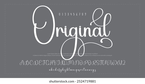 Fonte de assinatura elegante tipo de script para convites, cartazes, logotipos e quadrinhos. Ilustração do Vektor Stock