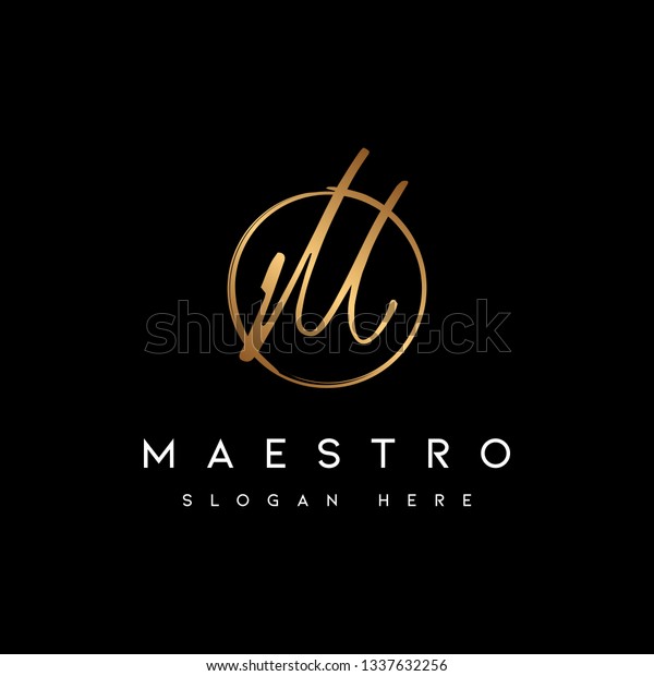 Elegant Signature Letter M Golden Color Stock Vector (Royalty Free ...