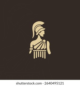 Elegant silhouette of an ancient Greek warrior woman, wearing a helmet and traditional attire.