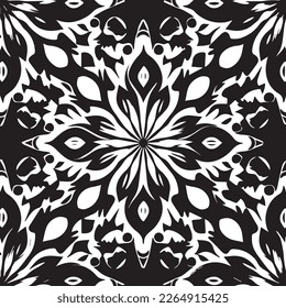 The elegant silhouette of the arabesque frames the beautiful mosaic print, creating a fabulous and modern vintage style. The black and white star-shaped tile adds texture to the background