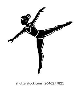 Silhueta elegante de uma bailarina realizando uma pose de dança graciosa