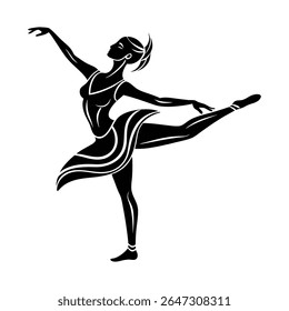 Silhueta elegante de uma bailarina realizando uma pose de balé graciosa
