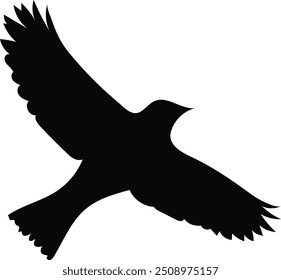 Elegant silhouette of a bird in flight, perfect for nature-inspired designs, wildlife themes, and minimalist artwork. This vector illustration captures the grace and beauty of birds, ideal for use in 