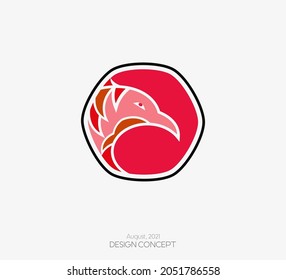 Elegant silhouette of a bird head for logo and symbol isolated on white background.