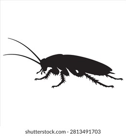 Elegant silhouette of a cockroach in motion