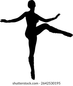 Silhueta elegante de uma mulher dançarina. Ideal para projetos com temas de dança, a imagem simboliza a beleza e a fluidez da dança. Silhueta detalhada abstrata perfeita para projetos artísticos.