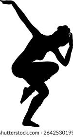 Silhueta elegante de uma mulher dançarina. Ideal para projetos com temas de dança, a imagem simboliza a beleza e a fluidez da dança. Silhueta detalhada abstrata perfeita para projetos artísticos.