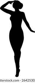 Silhueta elegante de uma mulher dançarina. Ideal para projetos com temas de dança, a imagem simboliza a beleza e a fluidez da dança. Silhueta detalhada abstrata perfeita para projetos artísticos.