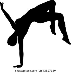 Elegant silhouette of a dancing woman. Ideal for dance-themed designs, the image symbolizes the beauty and fluidity of dance. Abstract detailed silhouette perfect for artistic projects.
