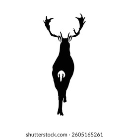Elegant Silhouette of a Deer Walking Away. silhouette of a deer, deer head silhouette, deer silhouette vector
