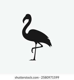  elegant silhouette of a flamingo, perfect for use in logos, website graphics, or print design.