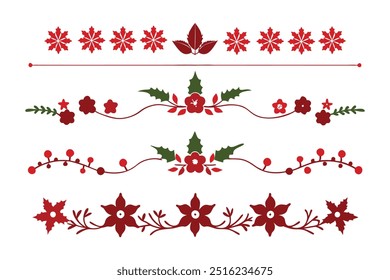 Elegant silhouette floral Christmas border design featuring intricate floral patterns perfect for holiday cards, decorations, and seasonal templates. Ideal for festive digital projects and prints.