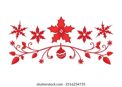 Elegant silhouette floral Christmas border design featuring intricate floral patterns perfect for holiday cards, decorations, and seasonal templates. Ideal for festive digital projects and prints.