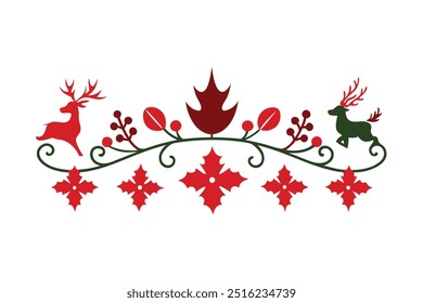 Elegant silhouette floral Christmas border design featuring intricate floral patterns perfect for holiday cards, decorations, and seasonal templates. Ideal for festive digital projects and prints.