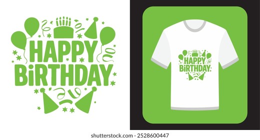 Elegant Silhouette Greeting Birthday T-shirt Design 