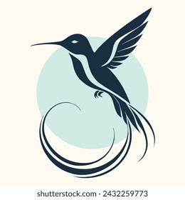 Elegant silhouette hummingbird logo vector illustration