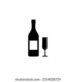 Elegant silhouette icon of a wine bottle and glass, perfect for a sophisticated setting.
