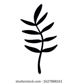 Elegant silhouette leaf icon, designed in casual sketch style for contemporary branding, eco packaging, and natural product tags