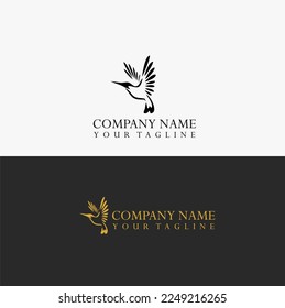 Elegant silhouette logo of colibri bird.