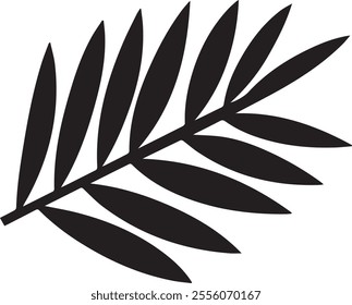 Elegant silhouette of a palm tree leaf with clean lines and tropical vibes. Perfect for nature-inspired designs, beach themes, and minimalist art projects.