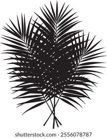 Elegant silhouette of a palm tree leaf with clean lines and tropical vibes. Perfect for nature-inspired designs, beach themes, and minimalist art projects.