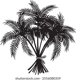 Elegant silhouette of a palm tree leaf with clean lines and tropical vibes. Perfect for nature-inspired designs, beach themes, and minimalist art projects.