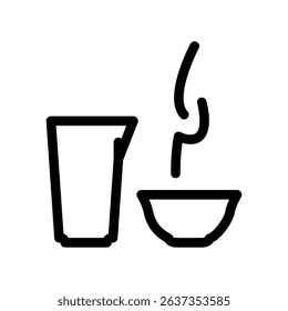 Elegant Silhouette of a Pouring Glass and Hot Tea Bowl Icon