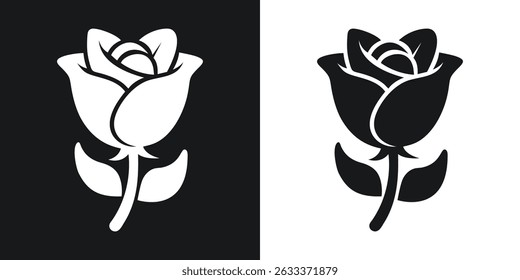 Elegant silhouette of a rose in black and white color schemes available for use.