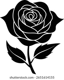 Elegant Silhouette Rose: Una ilustración floral dramática y de Vector para proyectos de diseño