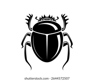 Elegant silhouette of a scarab beetle. Symbol of transformation, rebirth. Ideal for graphic design, tattoos, or cultural projects. Timeless and versatile.