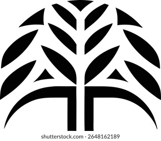 Elegant silhouette of a willow tree with flowing branches